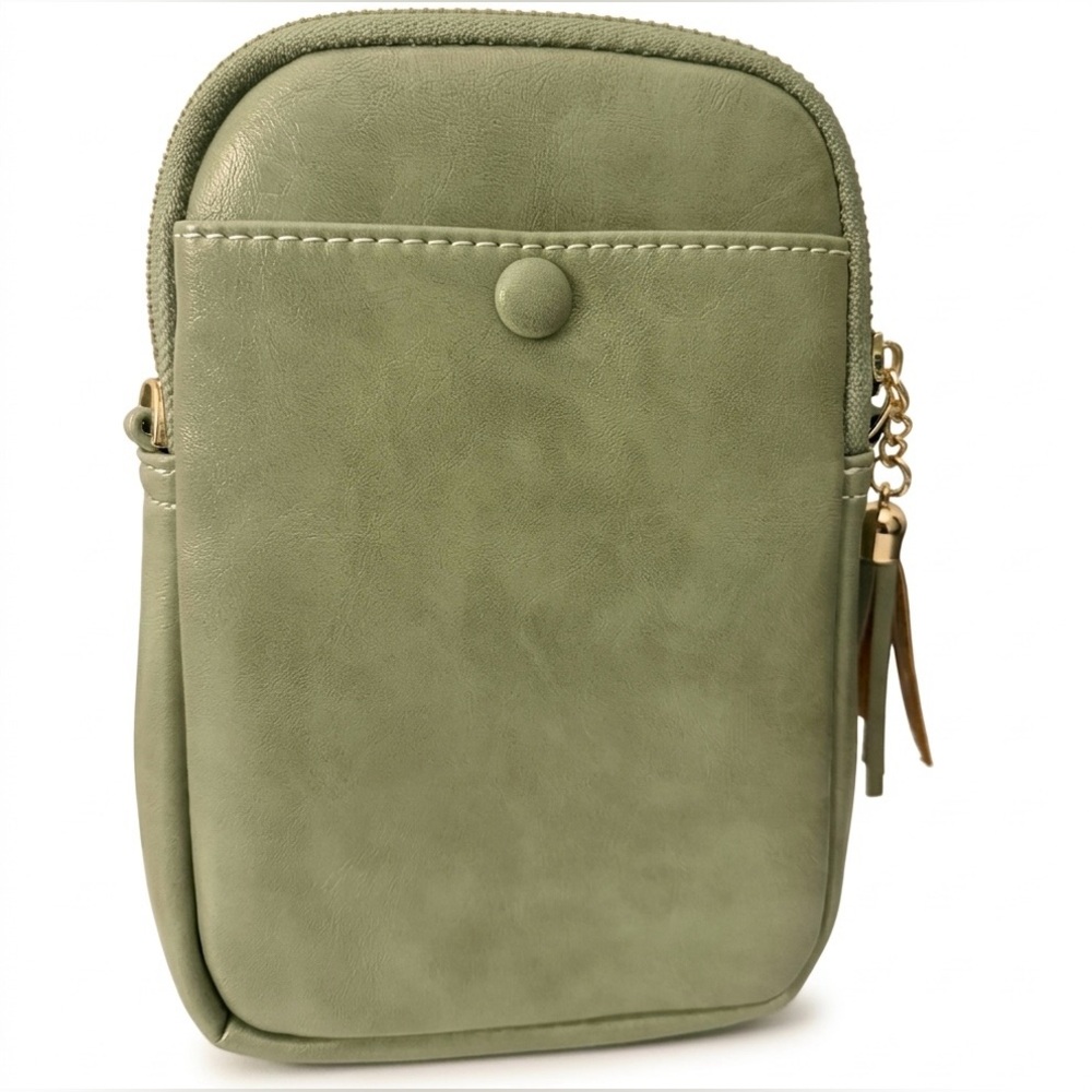 Aphison’s Sage Green Crossbody Bag with Tassel Accent - Picture 2 of 6